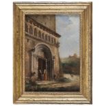 ITALIAN PAINTER, END 19TH CENTURY WOMEN IN FRONT OF CATHEDRAL Oil on panel cm. 29 x 21 Not signed