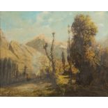 VITTORIO BUSSOLINO (Torino 1853 - 1922) ALPINE LANDSCAPE Oil on canvas, cm. 40 x 51 Signed in