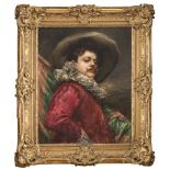 FRANCOIS LEON DULUARD (Paris 1871 - 1953) MUSKETEER Oil on canvas, cm. 81 x 65 Signed in lower right