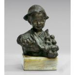 NEAPOLITAN SCULPTOR, 20TH CENTURY ONION'S SELLER Bronze cm. 16 xes 12 xes 10 Onyx base SCULTORE