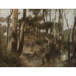 ITALIAN PAINTER, LATE 19TH CENTURY HUNTER IN THE WOODS Oil on canvas, cm. 39 x 51 Not signed