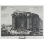 FRENCH ENGRAVER, END 19TH CENTURY VIEW OF THE CAVE OF FINGAL, ISLAND OF THE STIRRUP VIEW OF THE