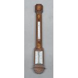 MAHOGANY BAROMETER, HOLLAND EARLY 20TH CENTURY with reserves in boxwood and inlays in woods of fruit