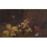 LUIGI SERRALUNGA (Torino 1880 - 1940) VEGETABLES STILL LIFE Oil on canvas, cm. 53 x 88 Signed in