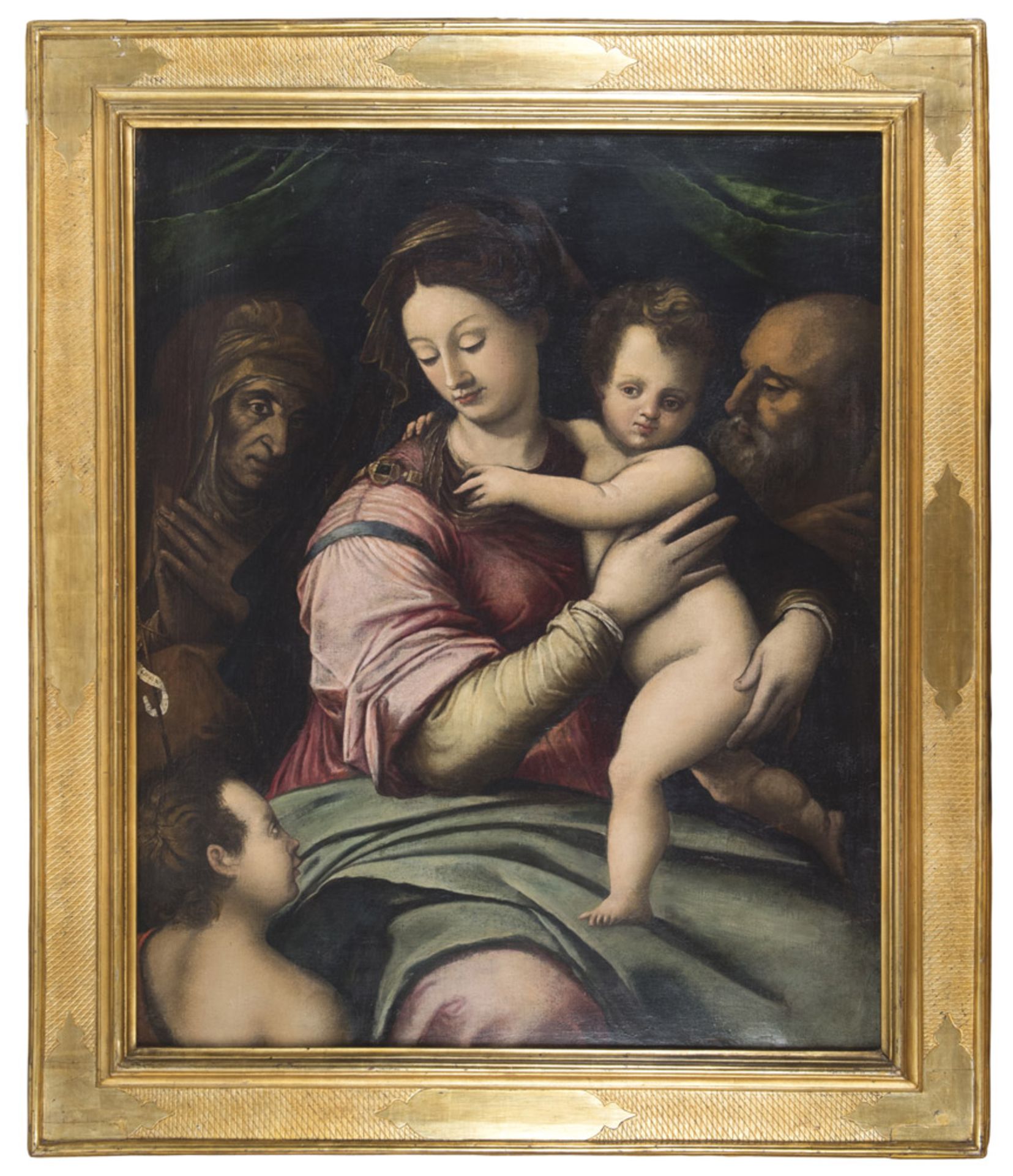 PERIN DEL VAGA, workshop of (Florence 1501-1547) HOLY FAMILY WITH SAINT JOHN AND SAINT ELIZABETH Oil