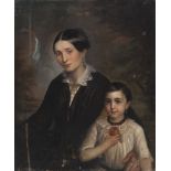 NEAPOLITAN PAINTER, 19TH CENTURY WOMAN AND CHILD IN LANDSCAPE