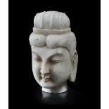 A CHINESE MARBLE HEAD, 20TH CENTURY