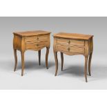 A PAIR OF WALNUT-TREE BEDSIDES, CENTRAL ITALY, ELEMENTS OF THE 18TH CENTURY with edging in wood of