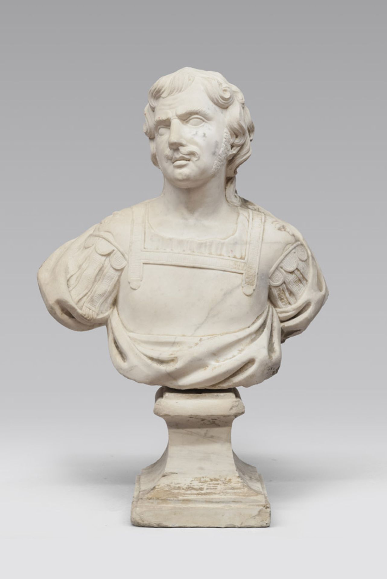 ROMAN SCULPTOR, 17TH CENTURY BUST OF COSIMO II DE' MEDICI Bust in statuary marble, cm. 60 x 60 x