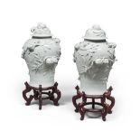 A PAIR OF CHINESE WHITE PORCELAIN POTICHE, FIRST HALF OF 20TH CENTURY