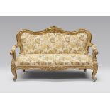 GILTWOOD SOFA, NAPLES 19TH CENTURY