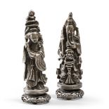 A PAIR OF CHINESE METAL SCULPTURES, 20TH CENTURY