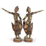 A PAIR OF BIRMAN WOOD SCULPTURES, 20TH CENTURY