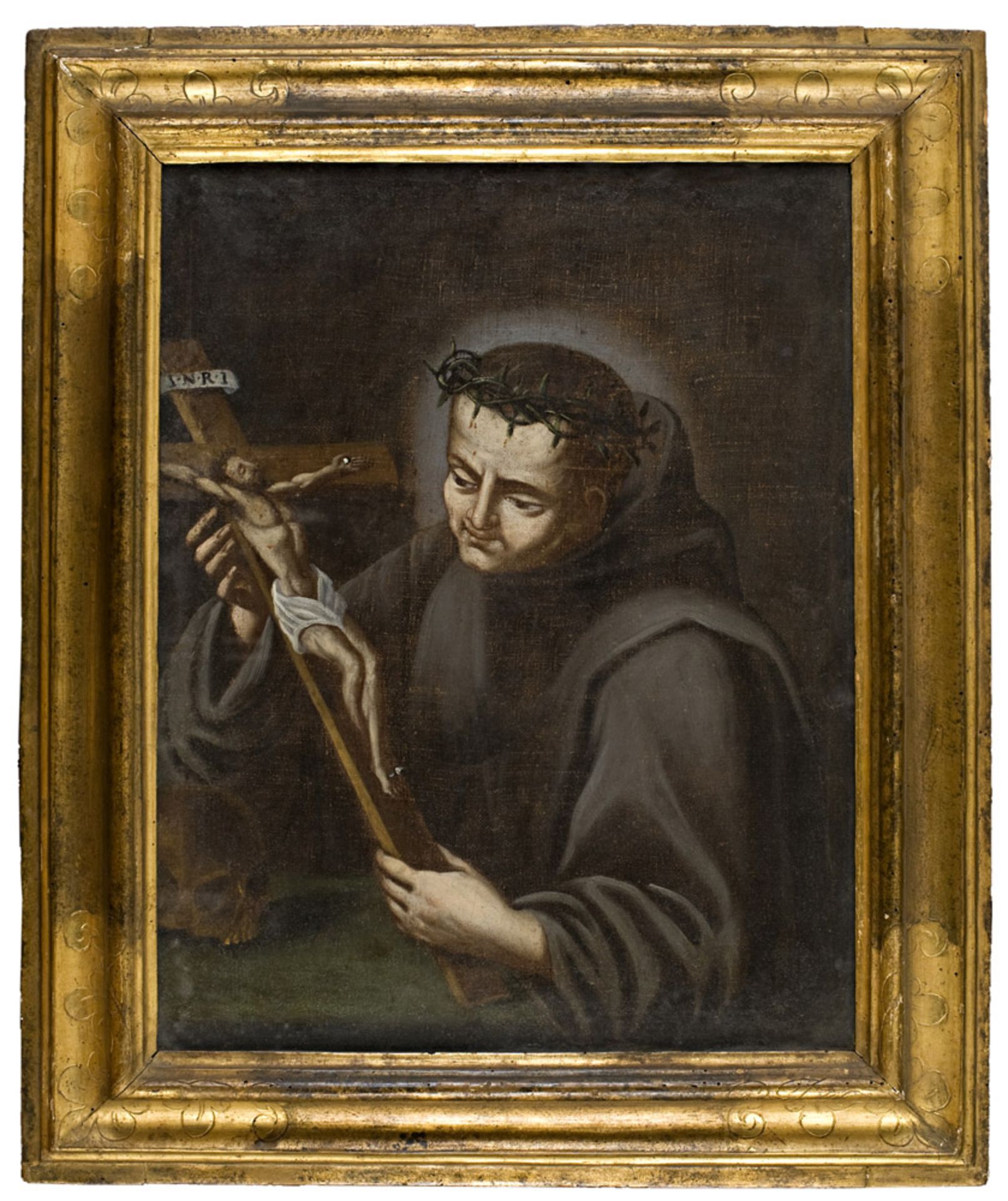 SOUTH-ITALIAN PAINTER, 18TH CENTURY SAINT IN ADORATION OF THE CROSS