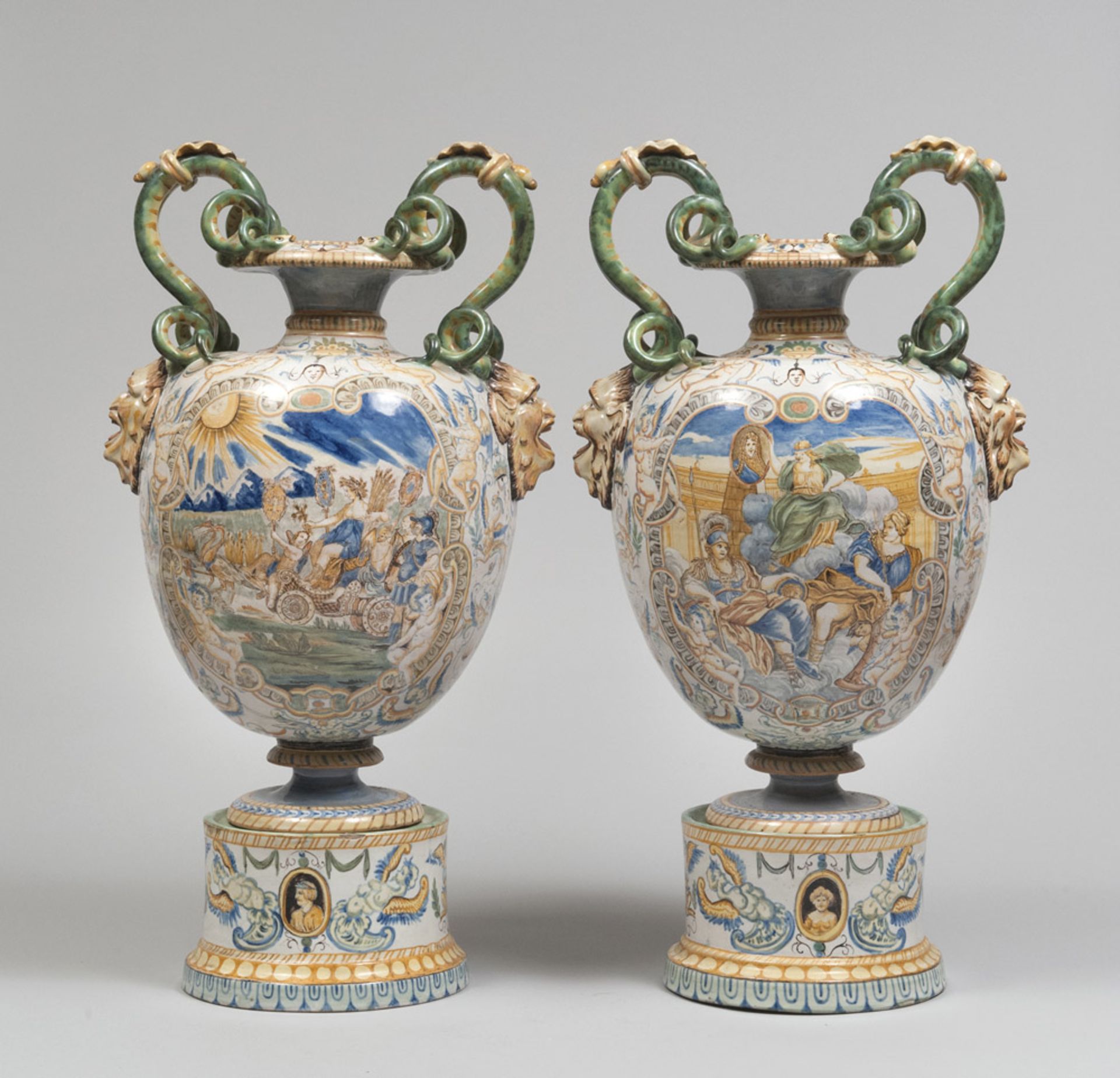 A PAIR OF CERAMIC VASES, NAPLES EARLY 20TH CENTURY