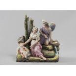 PORCELAIN GROUP OF THE ANNUNCIATION, GINORI 19TH CENTURY in polychromy with the figures of the