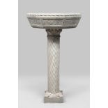 PEPERINO-MARBLE FONT, LATE 19TH CENTURY With a column of fifteenth-century taste. Bowl with rolled