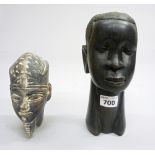 A PAIR OF WOOD HEADS, 20TH CENTURY