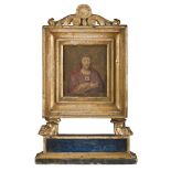 ITALIAN ENGRAVER, 19TH CENTURY ECCE HOMO Etching painted by tempera, cm. 14 x 11.5 FRAME Giltwood