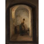 ITALIAN PAINTER, LATE 19TH CENTURY WOMAN NEAR A STAIRCASE