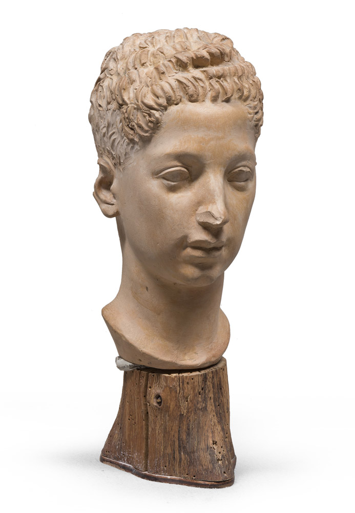 SCULTORE XX SECOLO - - Testa di fanciullo - Terracotta, h. cm. 30 - Base in [...]