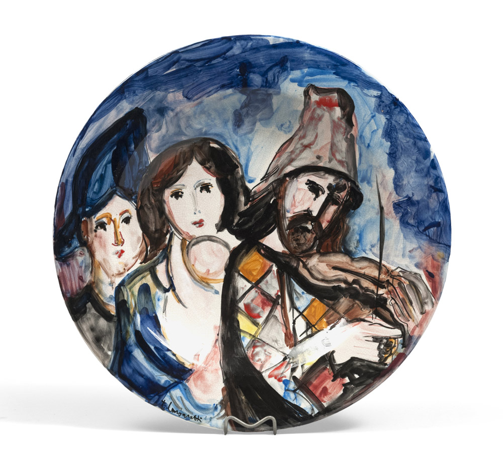 TRENTO LONGARETTI - (Treviglio 1916) - - La famiglia del violinista - Ceramica [...]