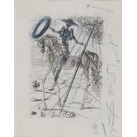 SALVADOR DALI' (Figueres 1904 - 1989) Don Quixote, prima metà anni '60 Insione con interventi a