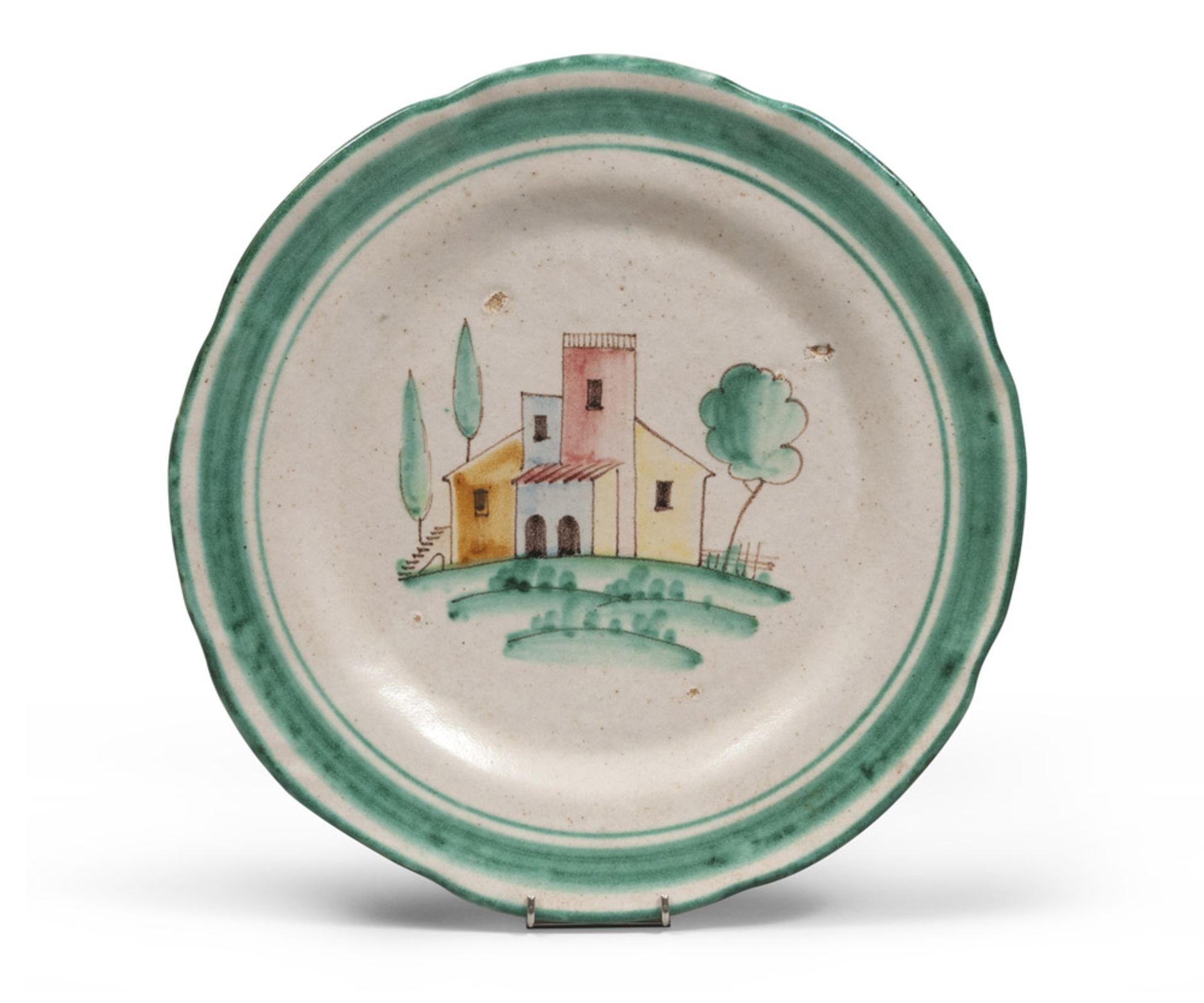 PIATTO IN CERAMICA DI VIETRI, ANNI '30 - decoro con paesaggio e casolare - Ø cm. [...] - Image 2 of 2