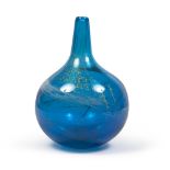 VASO IN VETRO SOFFIATO blu screziato giallo. - Misure, cm. 25 x 17 -