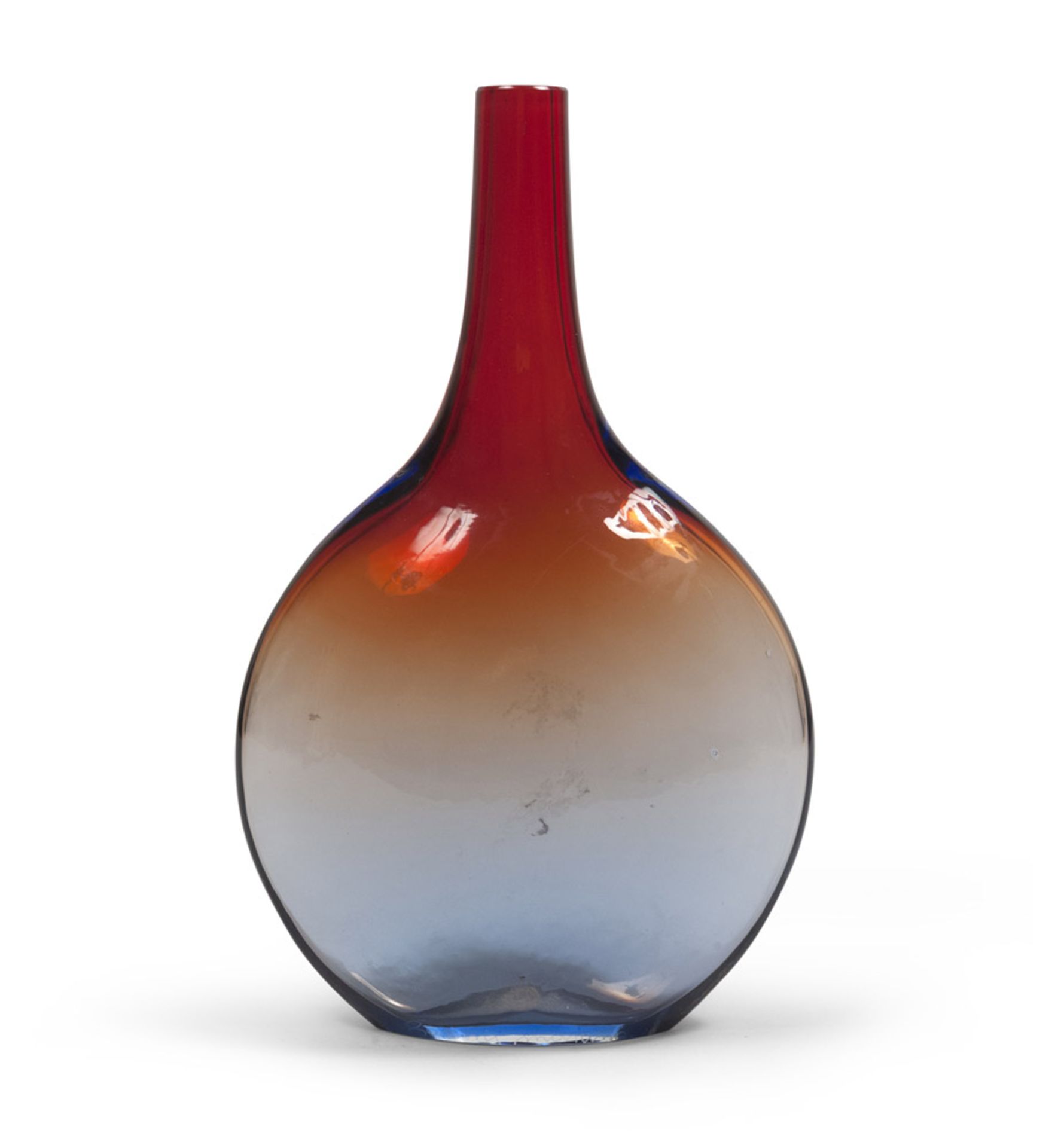 ALFREDO BARBINI (Murano 1912 - 2007). Vaso in vetro di Murano a forma schiacciata [...]
