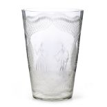 VASO IN VETRO, INIZI XX SECOLO - decorato con personaggi in abiti settecenteschi [...]