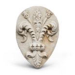 White marble Coat of arms, probably Tuscany late 18th century.