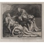 Jean Louis Roullet (Arles 1645 - Paris 1699). Lamented on the died Christ. Etching, cm. 64 x 77.JEAN