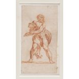 Ludovico Carracci, follower of (Bologna 1555 - 1619). Ercules. Red ink and traces of black pencil on