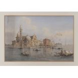 Venetian painter, 19th century. Venice, the Giudecca. Water-color on paper, cm. 13,5 x 21.PITTORE