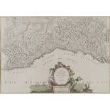 French engraver, early 19th century. Ligure Republic. Color geographical print, cm. 45 x 66.INCISORE