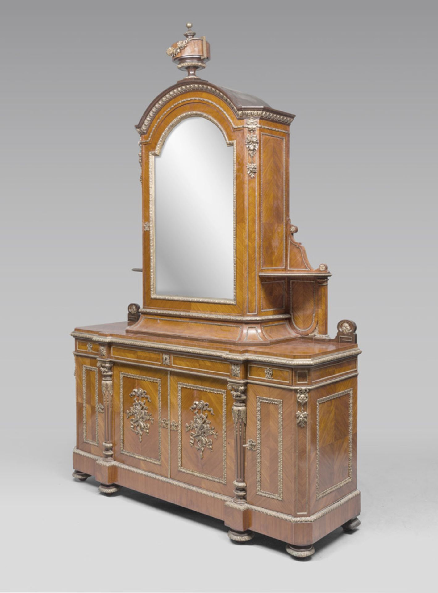 Bois de Rose and oak Flip-top-cabinet with gilded bronze finishes, late 19th century. Measures cm.