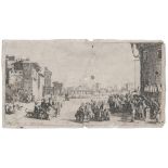 French engraver 17th century. Paris, after Callot. etching, cm. 12,5 x 22.INCISORE FRANCESE XVII