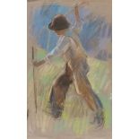 Umberto Coromaldi (Rome 1870 - 1948). Young farmer. Crayons on brown paper, cm. 53,5 x 33.UMBERTO