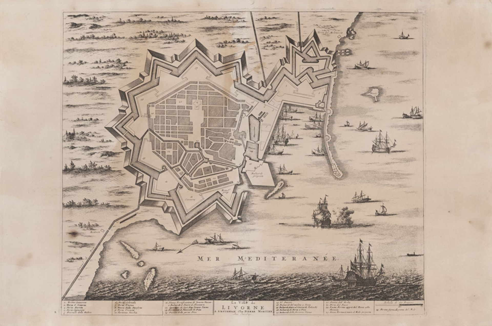 Engravers 18th-19th century. Views of city, landscapes and map. Seven etchings. Measures maximum cm.