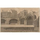 Engraver 20th century. Urban architecture. Fisherman. A pair of prints, cm. 13 x 20 (one of a A