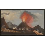 Neapolitan painter, 20th century. Eruption of the Vesuvius. Gouache, cm. 29 x 47.PITTORE NAPOLETANO,
