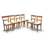 Six cherry chairs, central Italy early 19th century. Measures cm. 89 x 58 x 44.SEI SEDIE IN