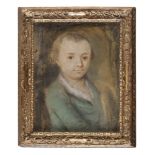 Venetian painter, 18th century. Little boy's portrait. Crayons on parchment, cm. 32 x 25.PITTORE