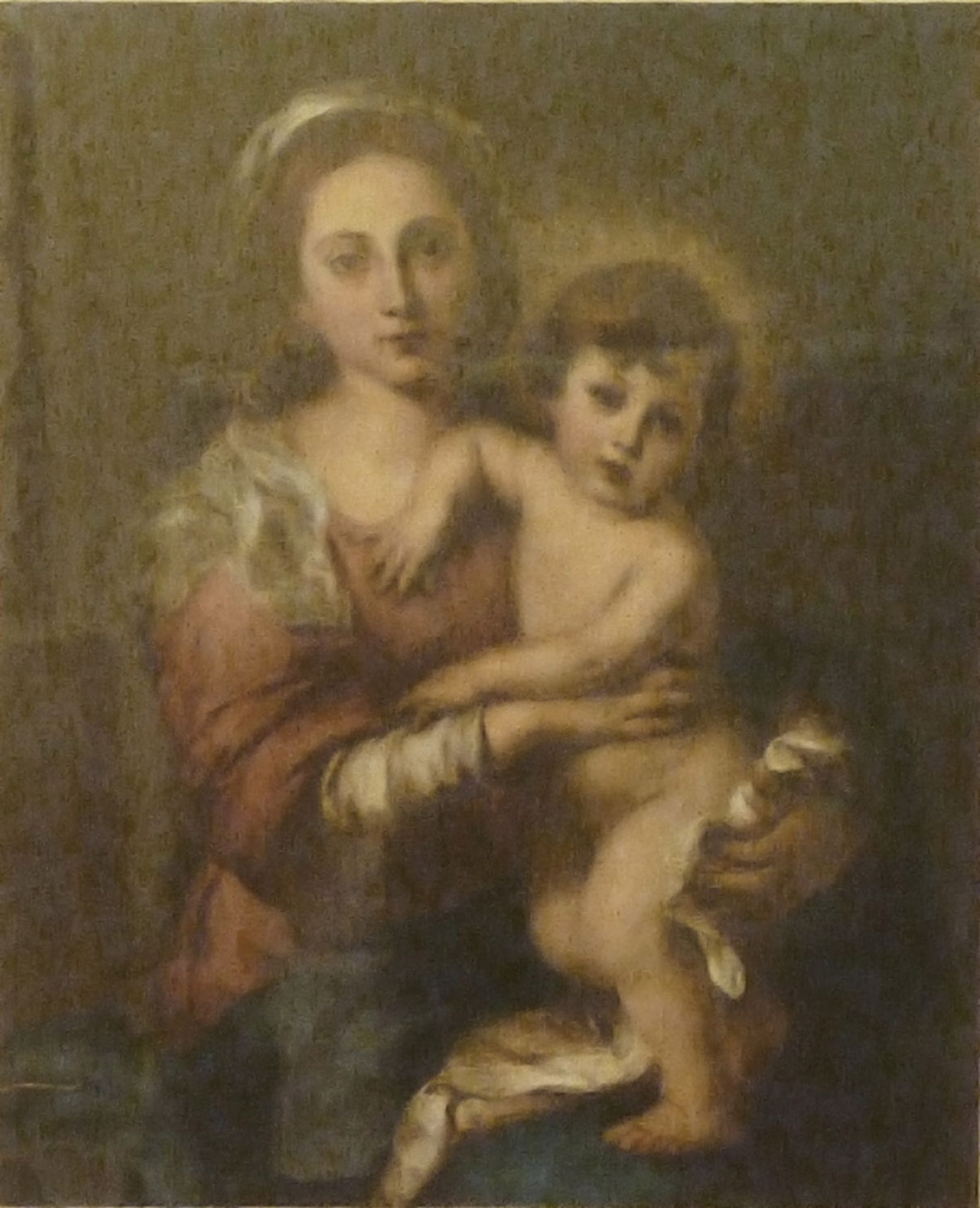 ENGRAVER early 20TH CENTURY Madonna with Child, after Murillo Color print, cm. 80 x 63 Subtitled