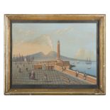 Neapolitan painter, 20th century. View in Naples 1846. Gouache, cm. 32 x 41.PITTORE NAPOLETANO,