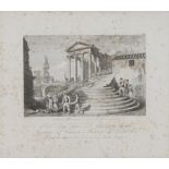 Italian engraver, late 19th century. Temple in Rome and of August in Pola. Print, cm. 24 x 275.