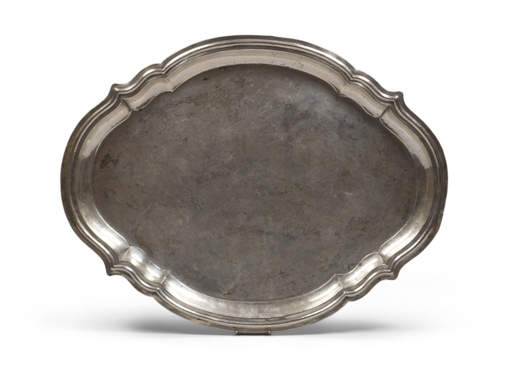 Silver tray, Punch Venice Republic 18th century. Title 800/1000. Measures cm. 72 x 56, weight gr.