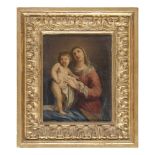 North Italian Painter, late 17th century. The Virgo with Child. Oil on canvas, cm. 27 x 21.PITTORE