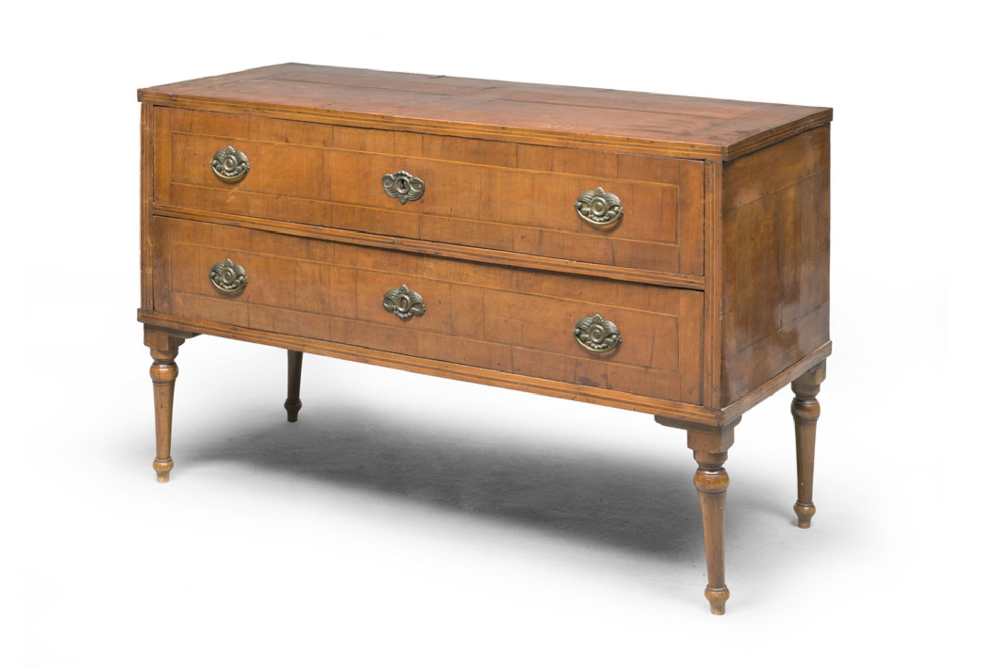 Cherrywood with rosewood and boxwood shingles Commode, North Italy late 18th century. Measures cm.